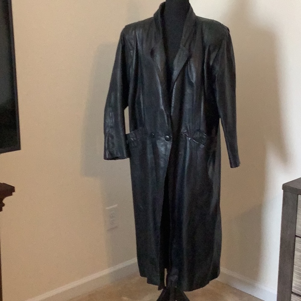 Womens long leather coat